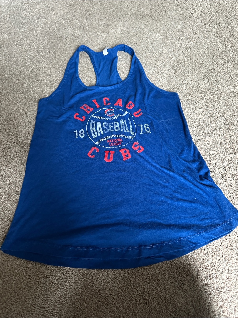 Next Level Apparel Blue Chicago Cubs Tank Top with Red Accents